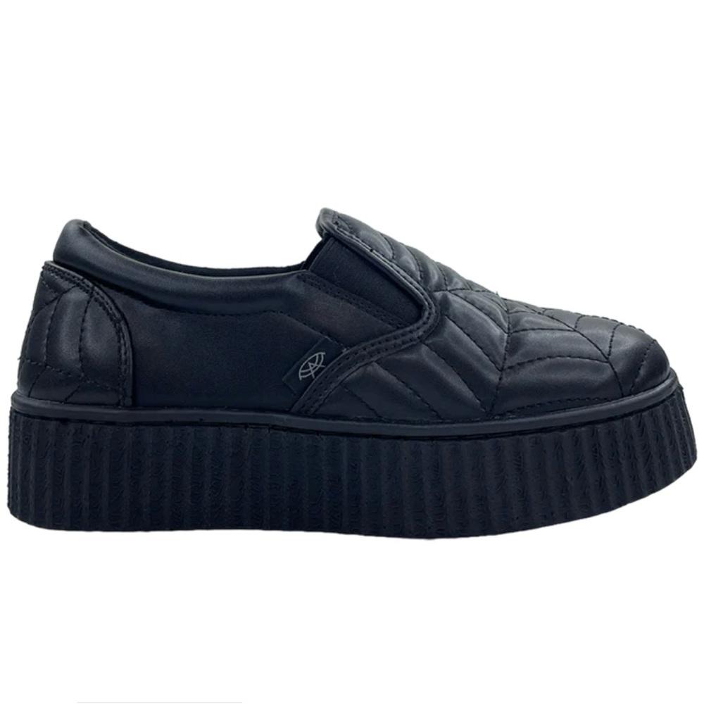Black Quilted Slip-On Women's Shoes